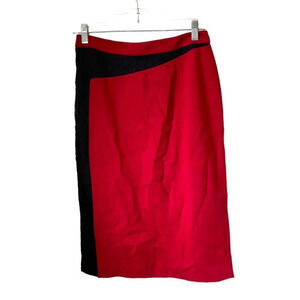 MAGASCHONI Red and Black Lace Pencil Skirt Women's Size 6